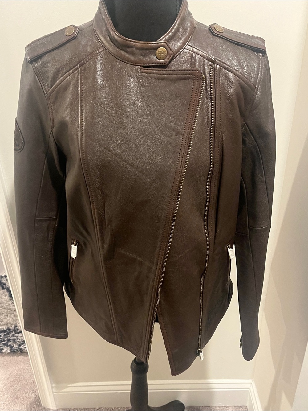 Women’s Brown Leather Harley Davidson Zip Jacket